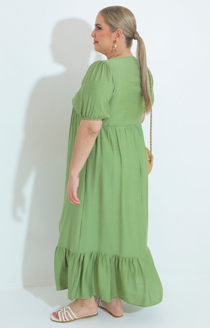 vestido verde largo con bordado - VESTIDO Boutiquemirel 