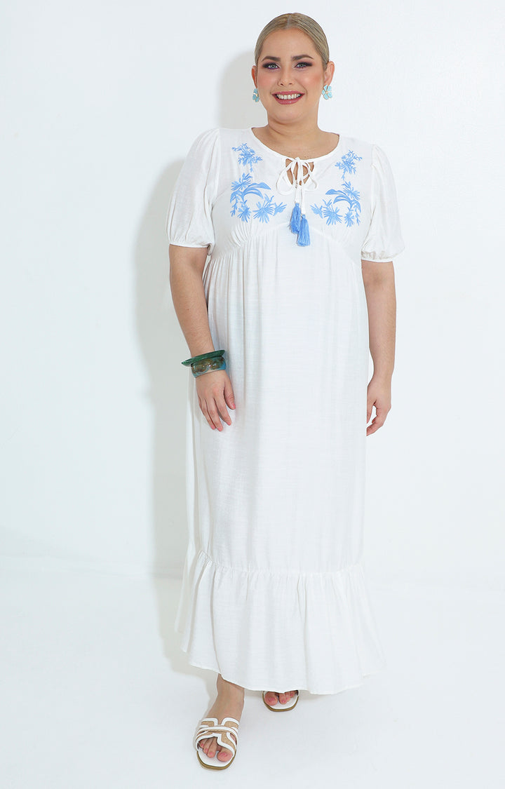 Vestido blanco largo con bordado - VESTIDO Boutiquemirel 