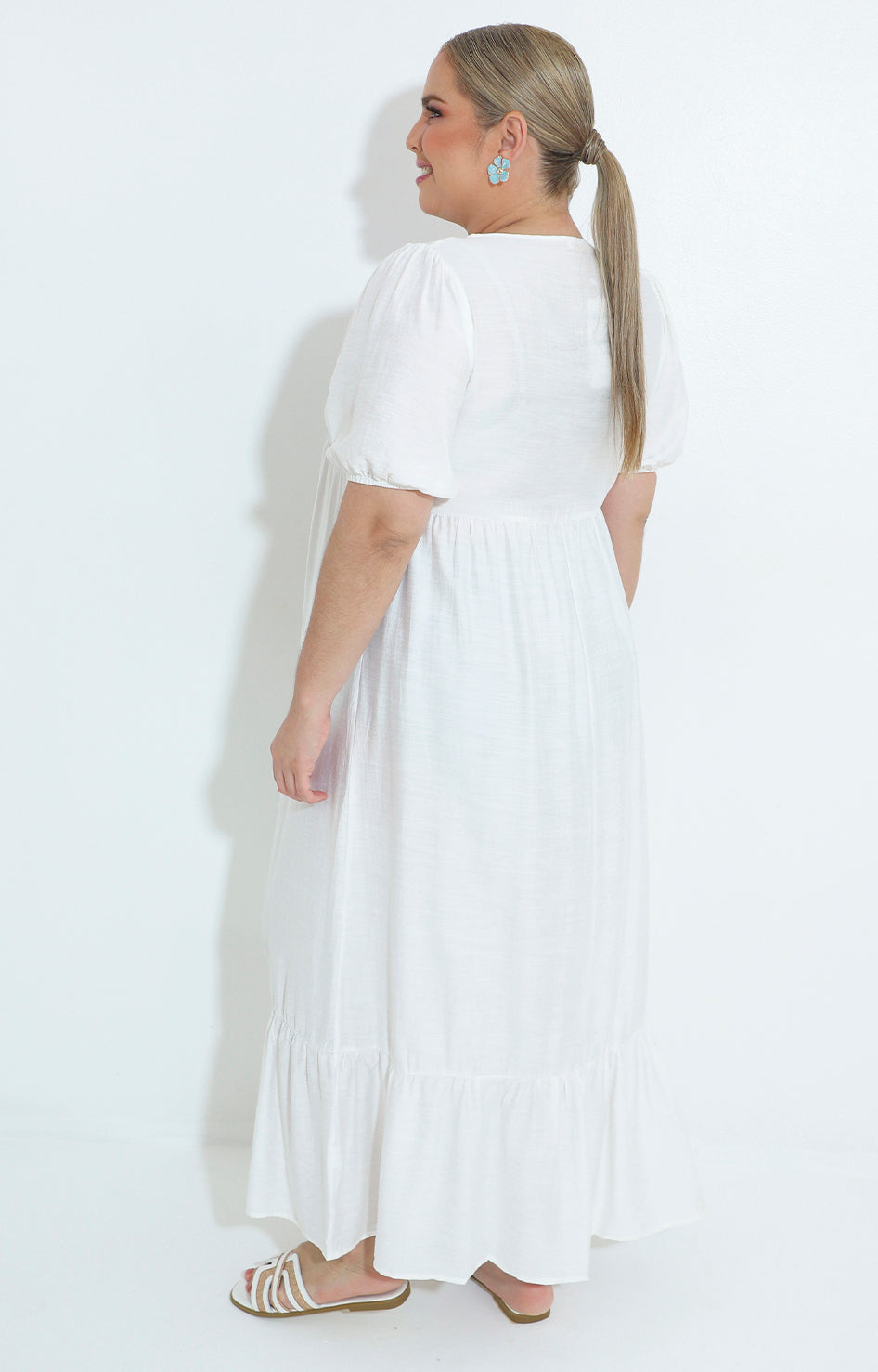 Vestido blanco largo con bordado - VESTIDO Boutiquemirel 