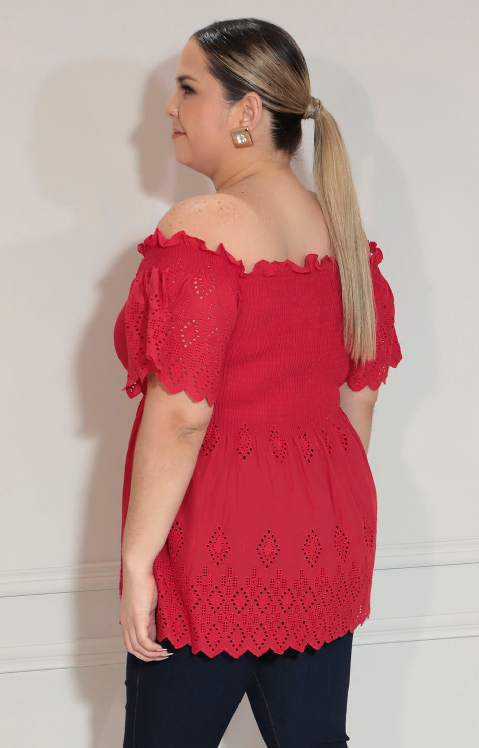 Blusa roja con fruncido y tirantes - BLUSA XL Boutiquemirel 