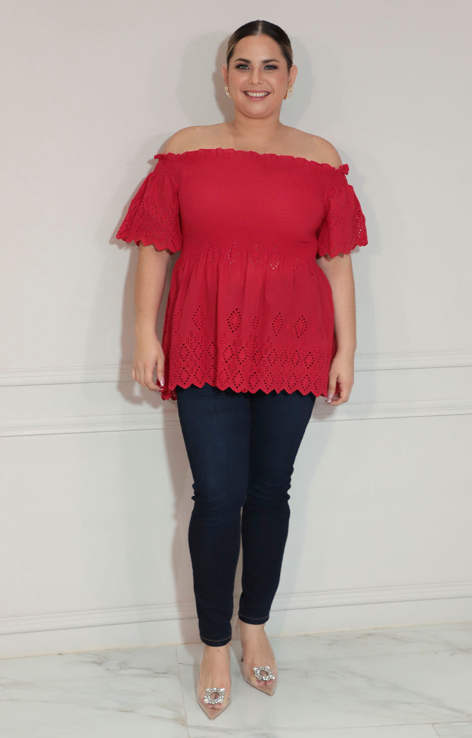Blusa roja con fruncido y tirantes - BLUSA XL Boutiquemirel 