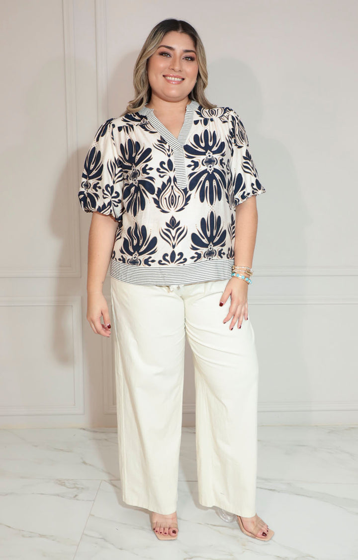 Blusa beige estampada - BLUSA XL Boutiquemirel 