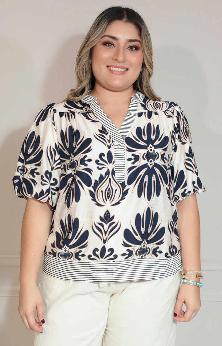 Blusa beige estampada - BLUSA XL Boutiquemirel 