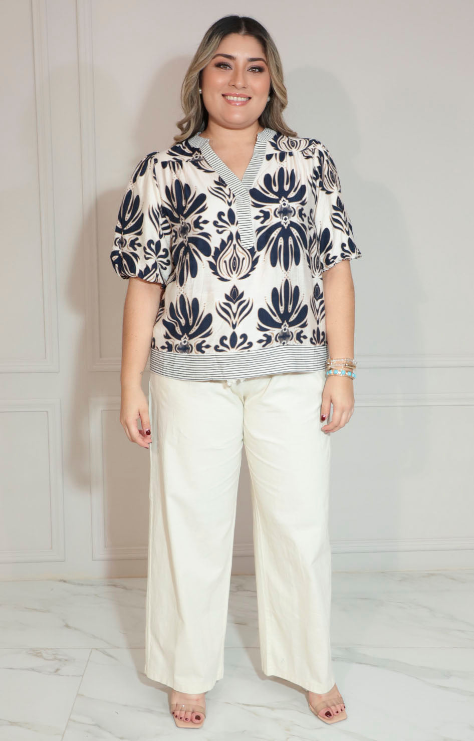 Blusa beige estampada - BLUSA XL Boutiquemirel 