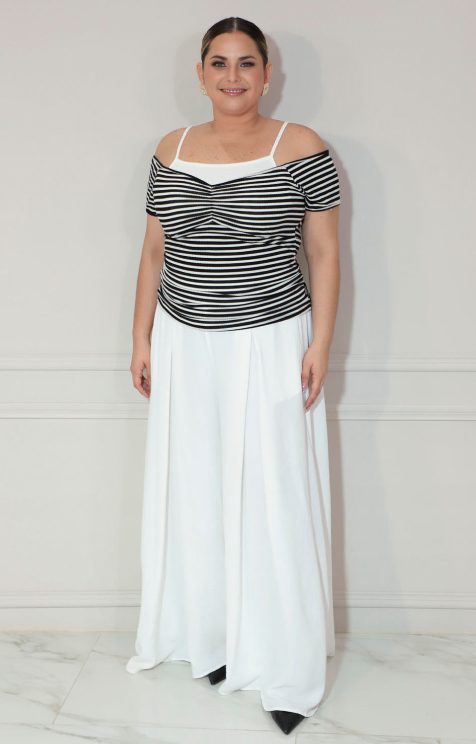 Blusa blanca con líneas - BLUSA XL Boutiquemirel 