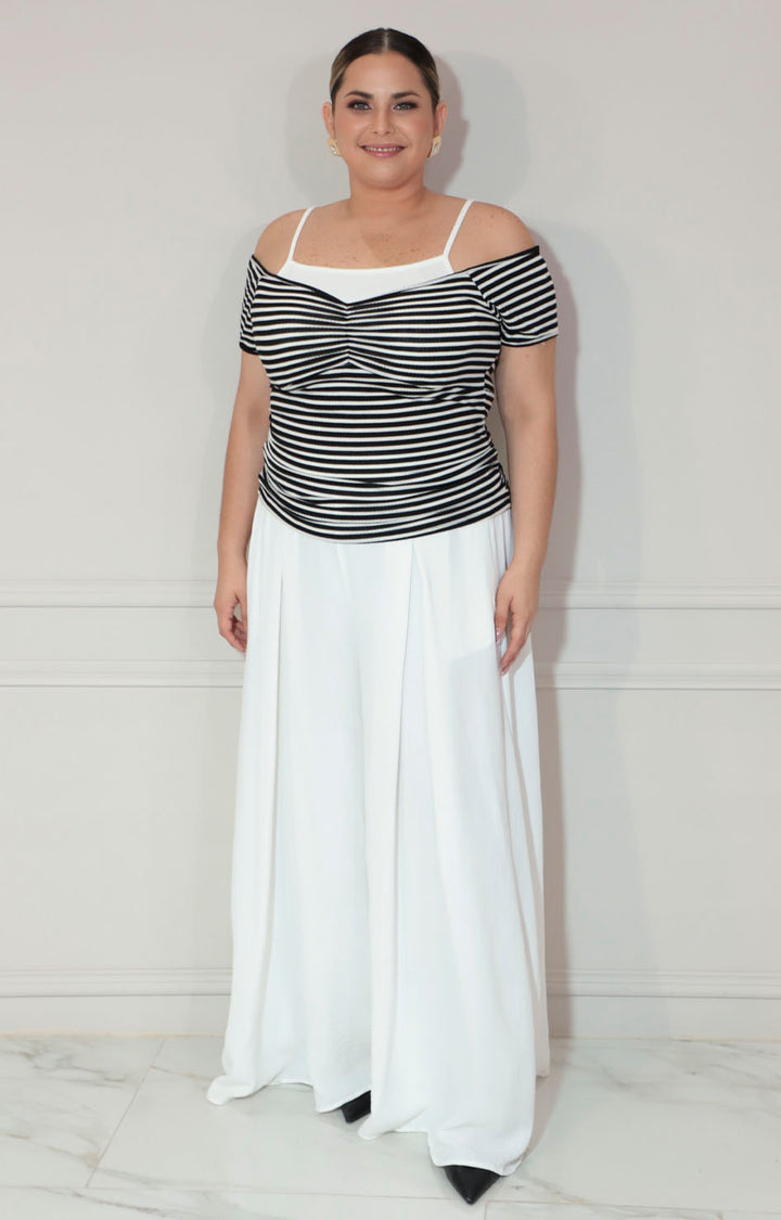 Blusa blanca con líneas - BLUSA XL Boutiquemirel 