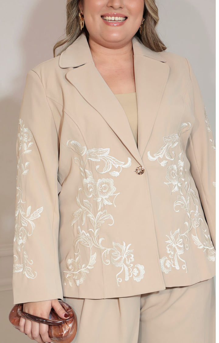 Conjunto beige de saco con bordado - CONJUNTO XL Boutiquemirel 