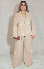 Conjunto beige de saco con bordado - CONJUNTO XL Boutiquemirel 