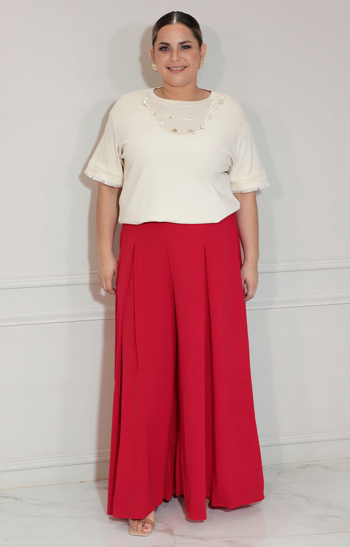 Blusa beige con aplicaciones de conchas - BLUSA XL Boutiquemirel 