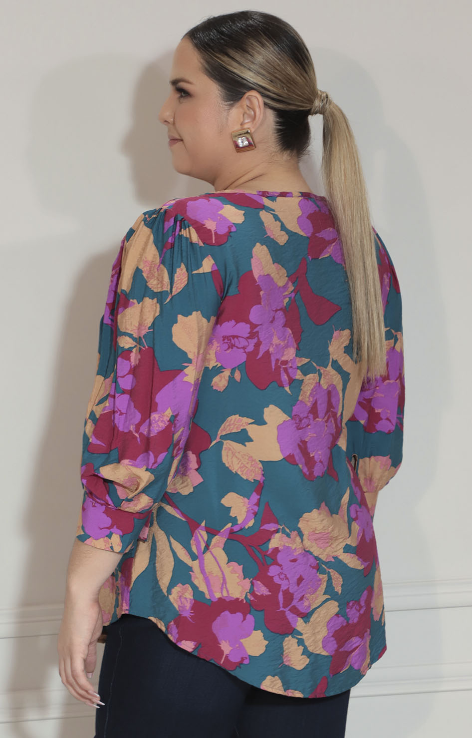 Blusa estampada magenta con botones superior - BLUSA XL Boutiquemirel 