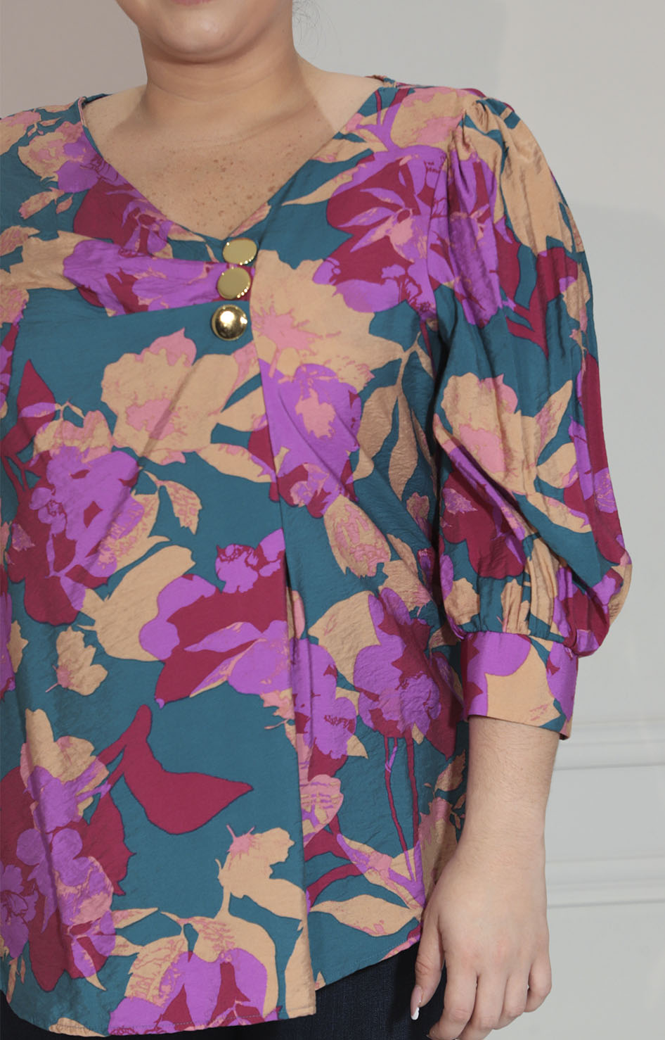 Blusa estampada magenta con botones superior - BLUSA XL Boutiquemirel 