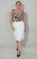 Falda blanca con cinturón - FALDA Boutiquemirel 