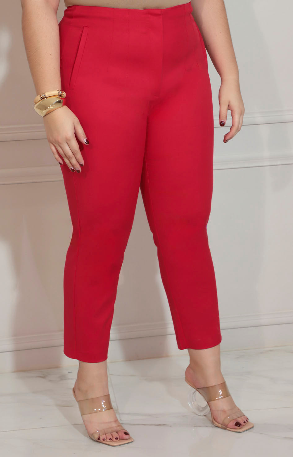 Pantalón rojo de tiro alto - PANTALON XL Boutiquemirel 