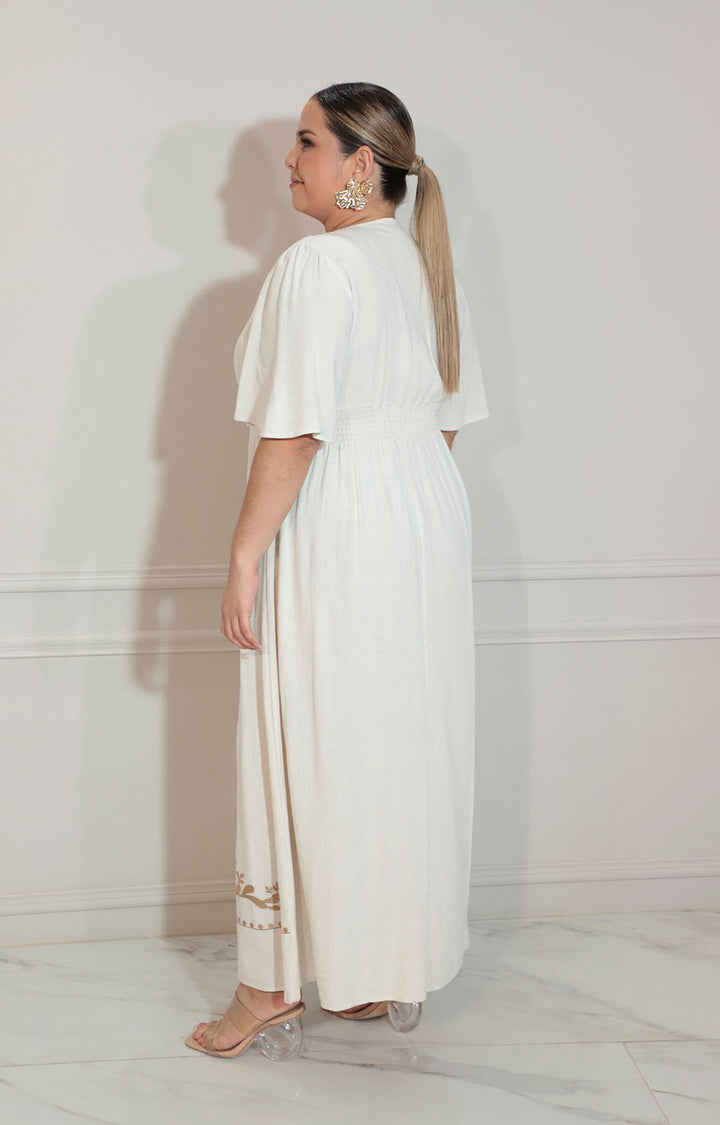 Vestido beige bordado - VESTIDO XL Boutiquemirel 