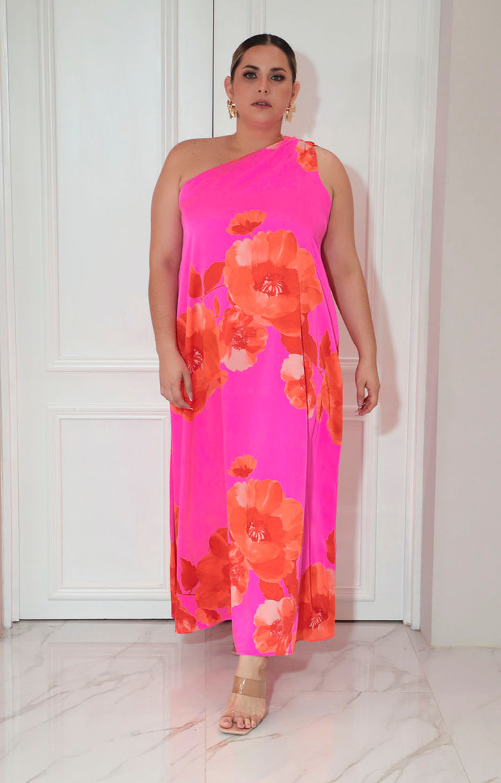 Vestido fucsia estampado - VESTIDO XL Boutiquemirel 