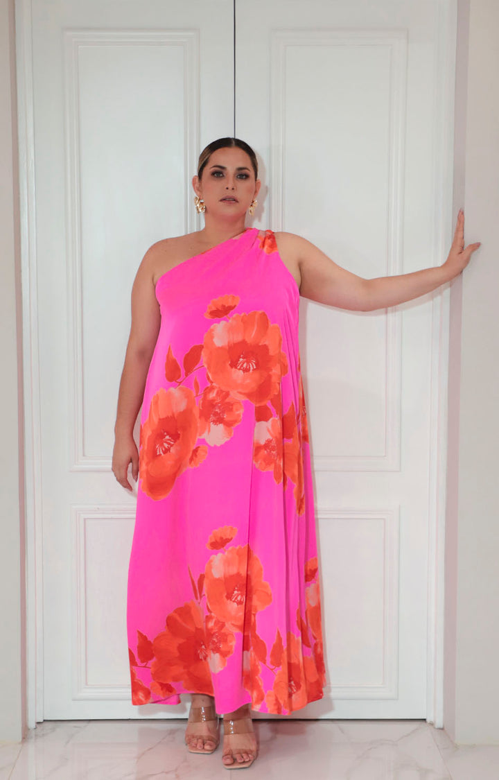 Vestido fucsia estampado - VESTIDO XL Boutiquemirel 