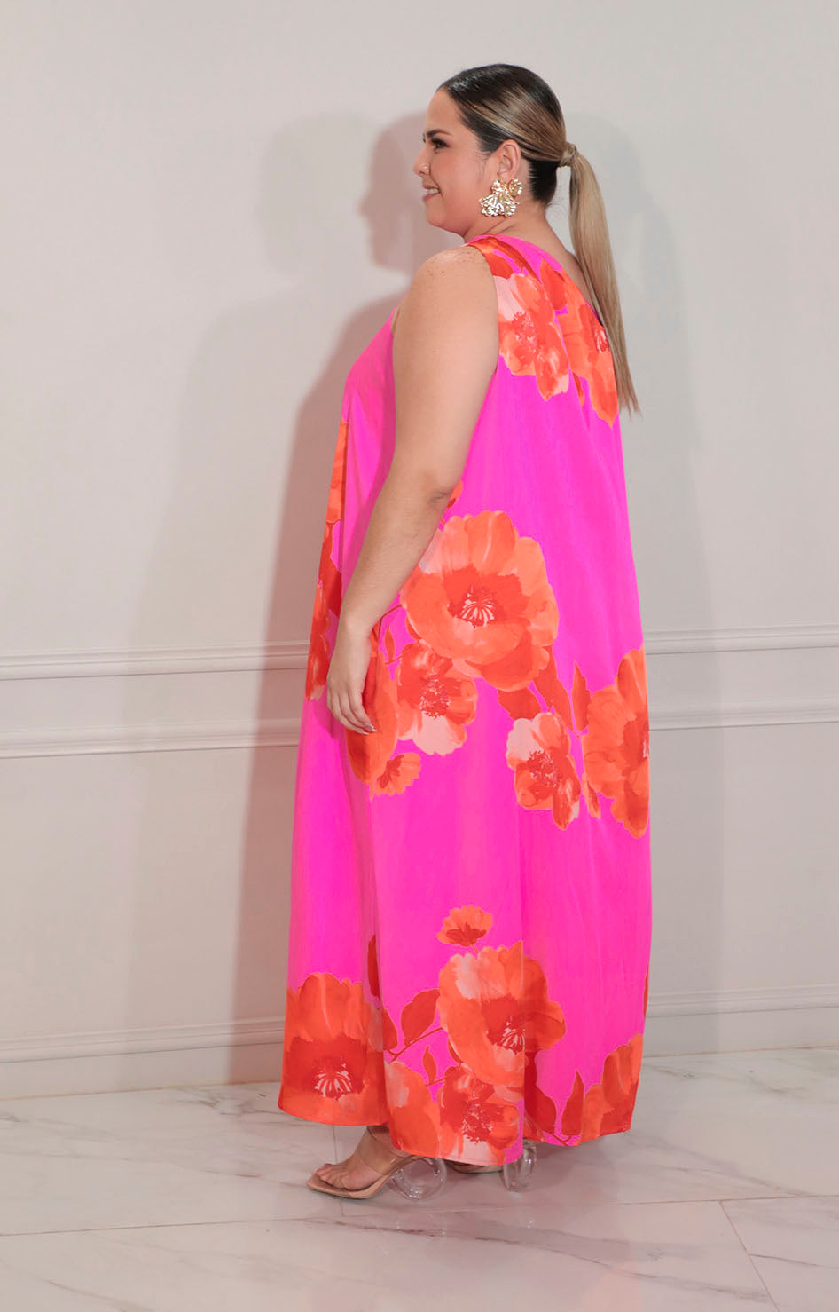 Vestido fucsia estampado - VESTIDO XL Boutiquemirel 