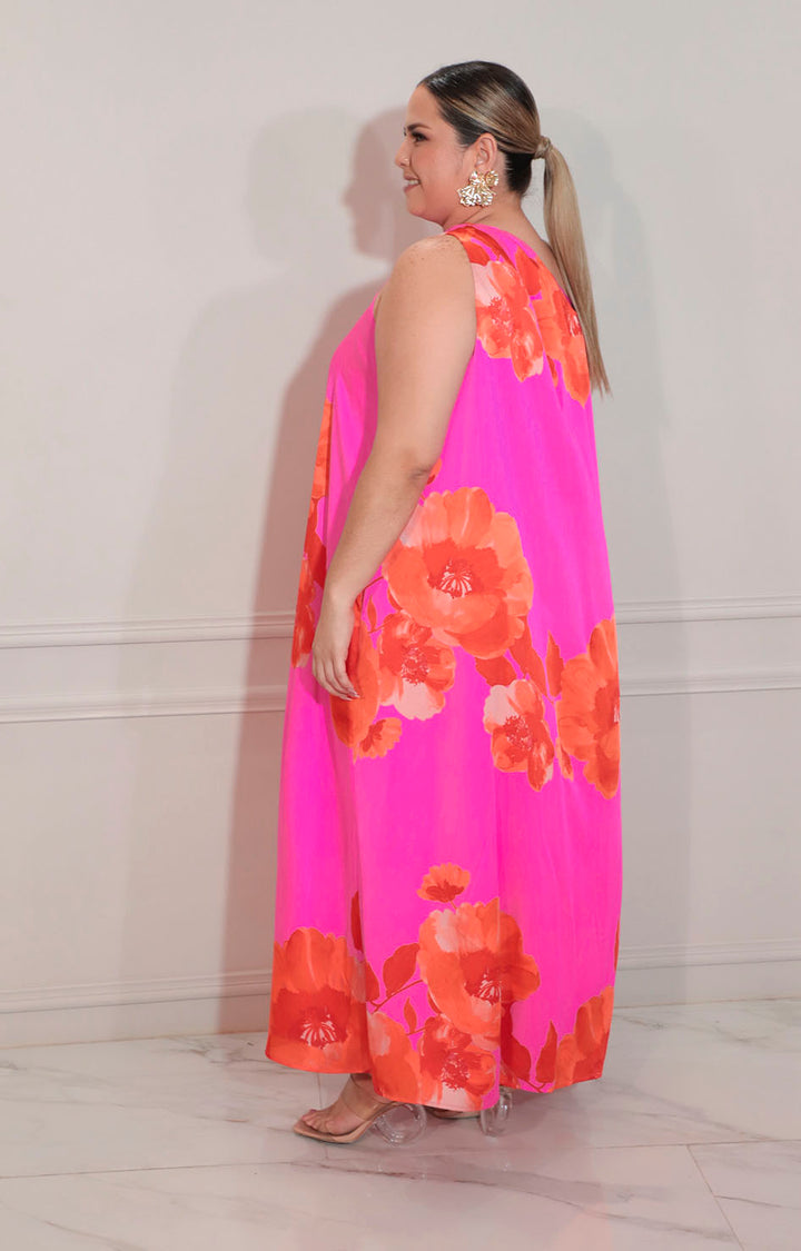 Vestido fucsia estampado - VESTIDO XL Boutiquemirel 