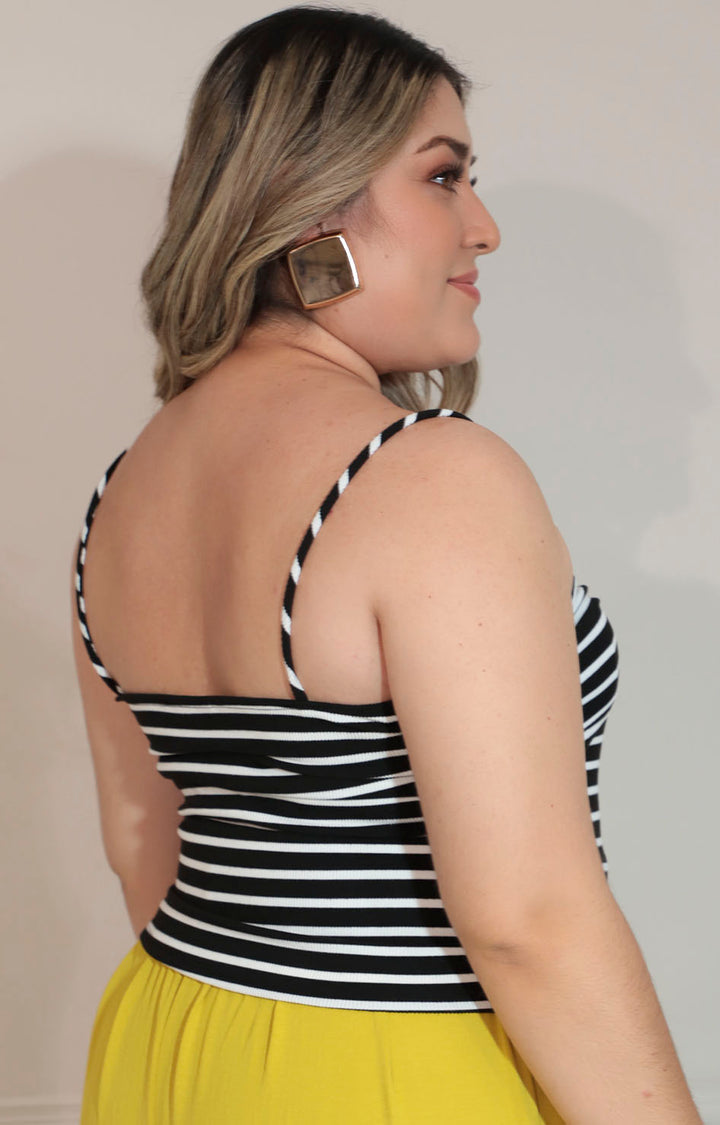 Blusa blanco y negro de rayas con tirantes - BLUSA XL Boutiquemirel 