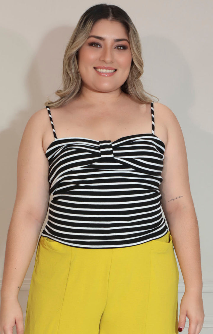 Blusa blanco y negro de rayas con tirantes - BLUSA XL Boutiquemirel 