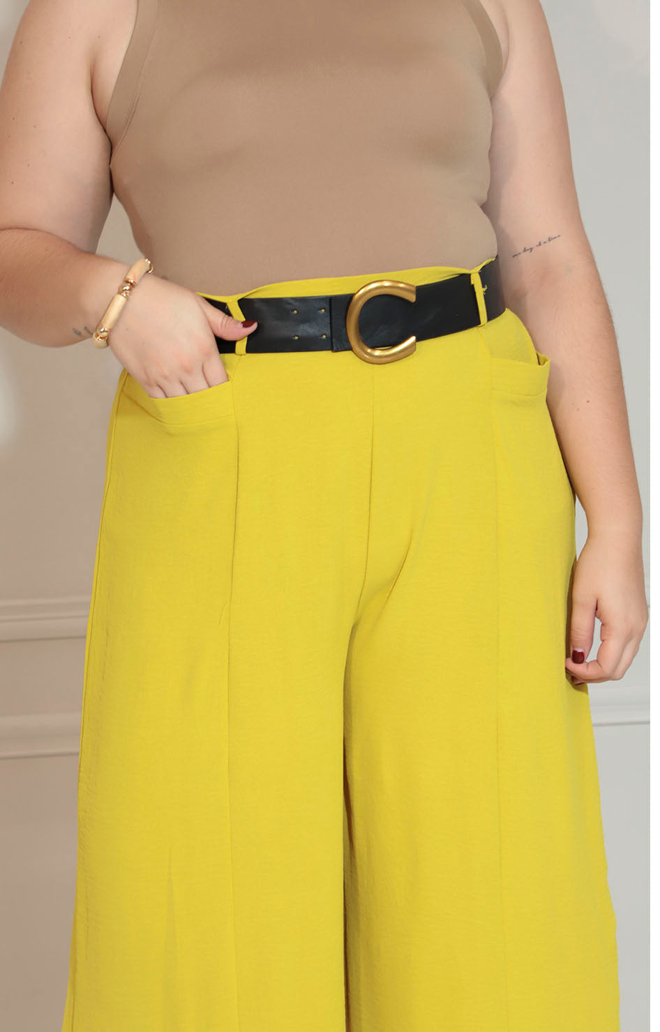 Pantalón mostaza con cinturón - PANTALON XL Boutiquemirel 