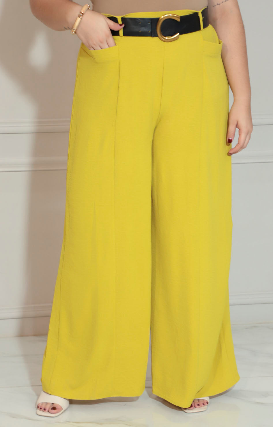 Pantalón mostaza con cinturón - PANTALON XL Boutiquemirel 