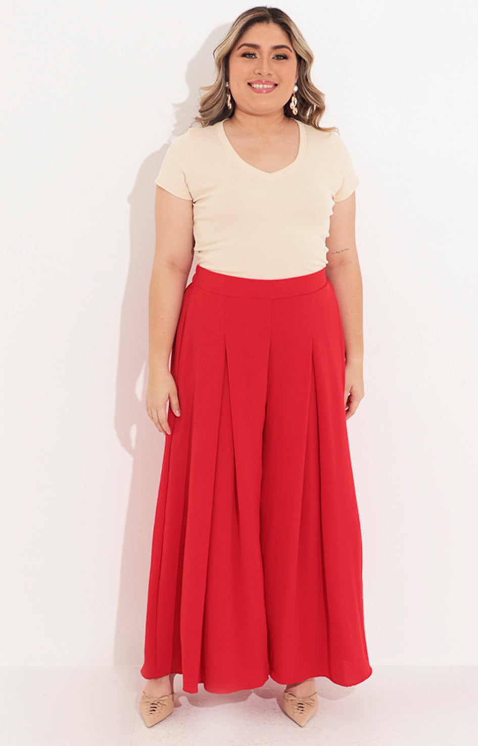 Pantalón rojo pierna ancha - PANTALON Boutiquemirel 