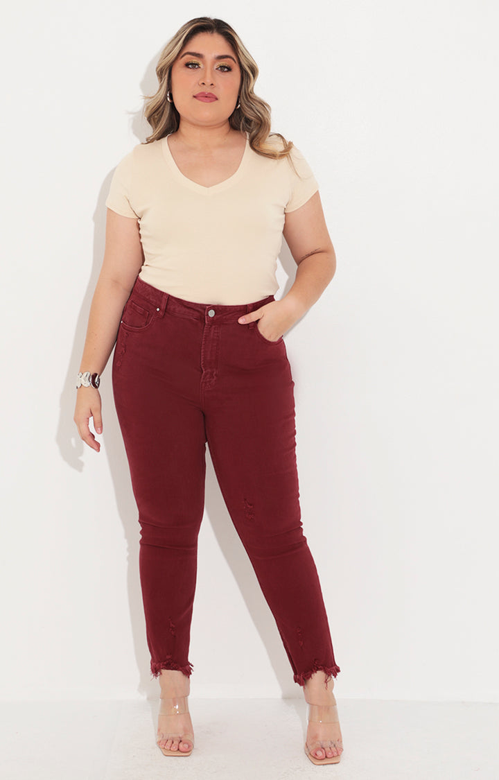 Pantalón denim vino - PANTALON Boutiquemirel 