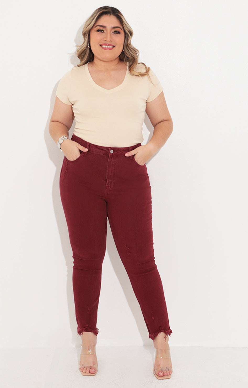 Pantalón denim vino - PANTALON Boutiquemirel 