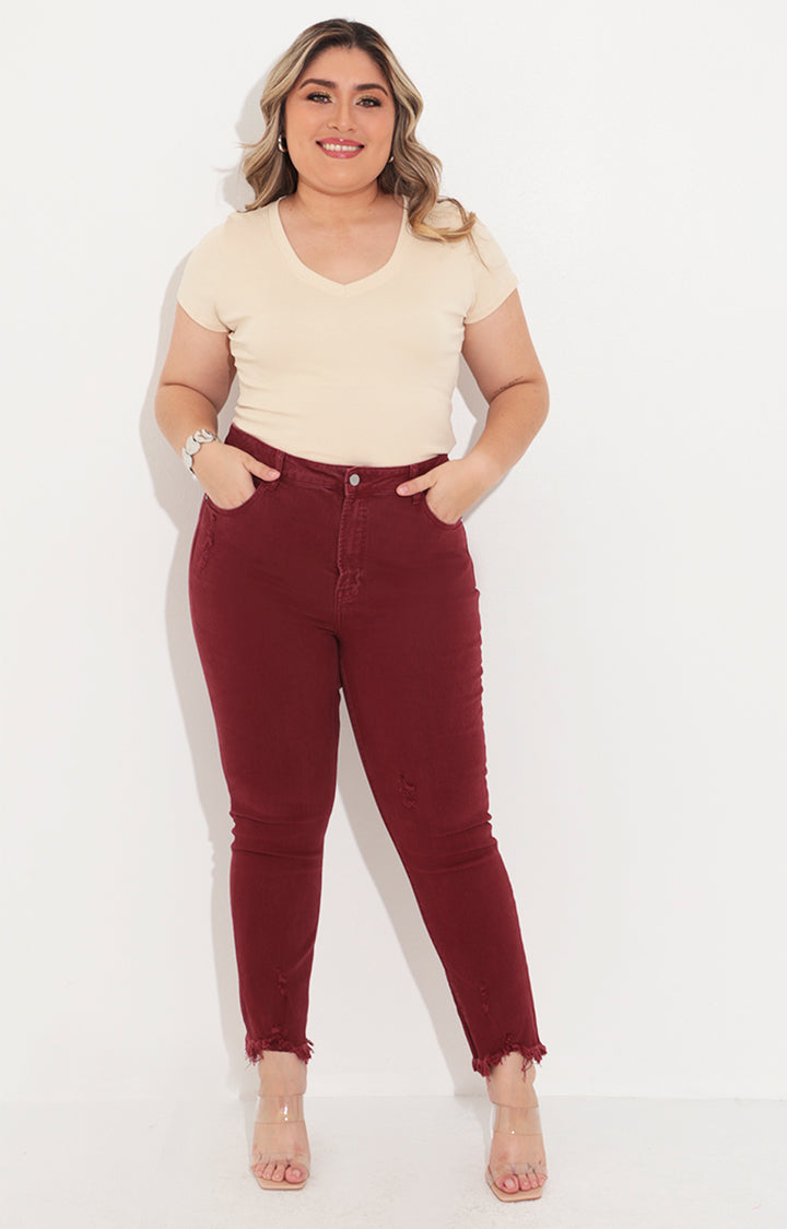 Pantalón denim vino - PANTALON Boutiquemirel 