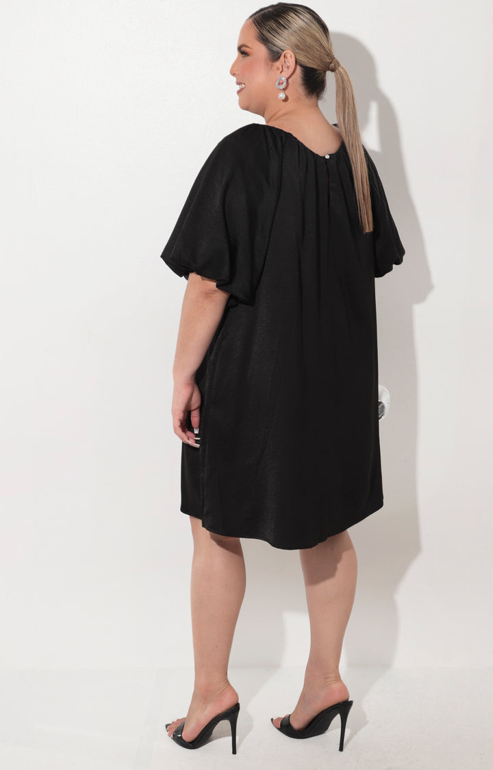 Vestido negro satinado corto - VESTIDO Boutiquemirel 