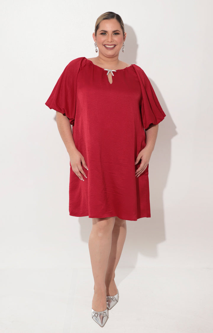 Vestido rojo corto satinado - VESTIDO Boutiquemirel 