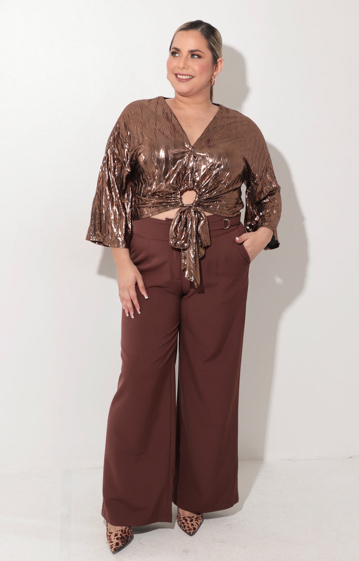 Blusa cafe metalica - BLUSA Boutiquemirel 