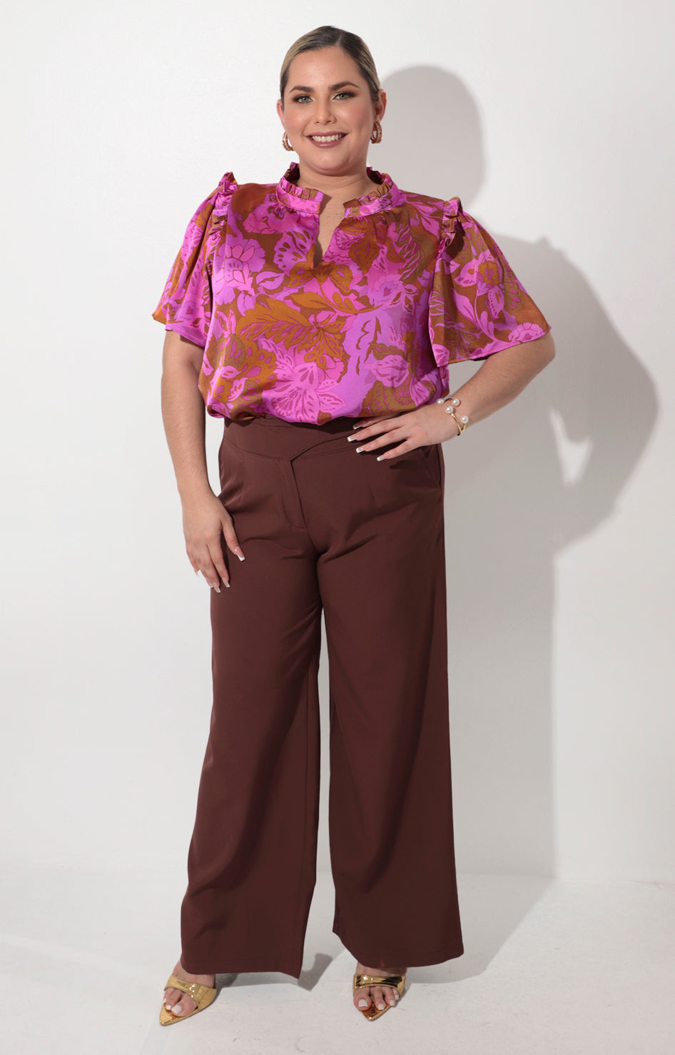 Blusa magenta estampada en naranja - BLUSA Boutiquemirel 