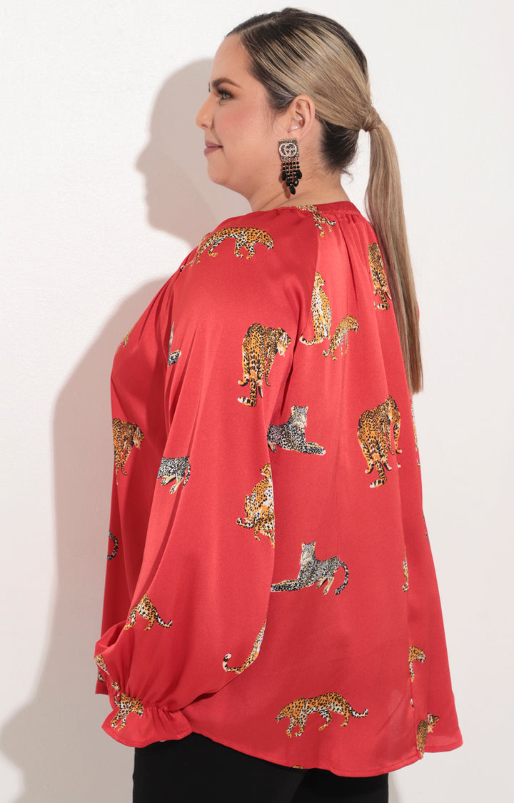 Blusa roja estampada - BLUSA Boutiquemirel 