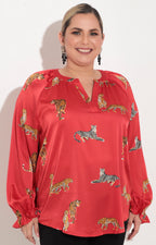 Blusa roja estampada - BLUSA Boutiquemirel 