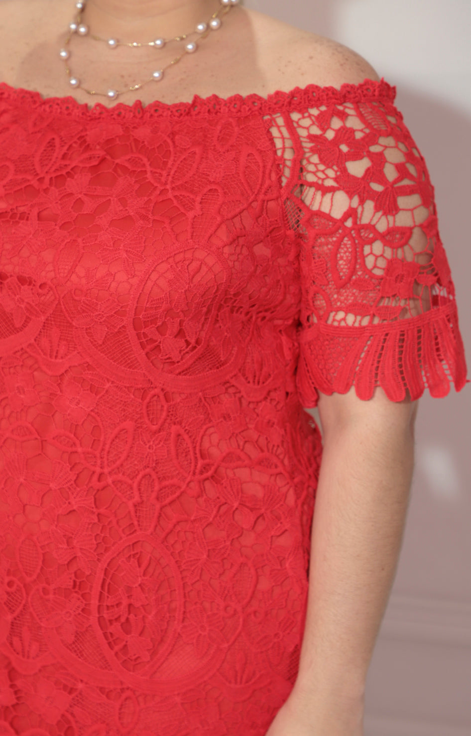 Vestido rojo de guipiur con mangas - VESTIDO Boutiquemirel 