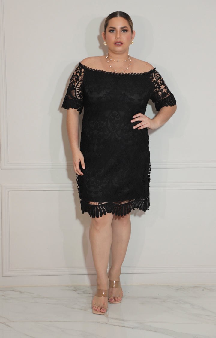 Vestido negro de guipiur con mangas - VESTIDO Boutiquemirel 