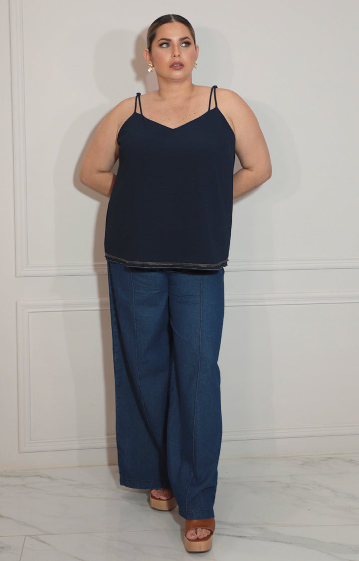 Blusa azul de tirantes ajustables - BLUSA XL Boutiquemirel 