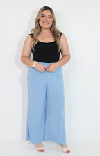 Pantalon azul con elastico y lazo - PANTALON Boutiquemirel 