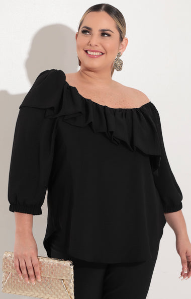 Blusa negra hombros descubiertos – Boutiquemirel