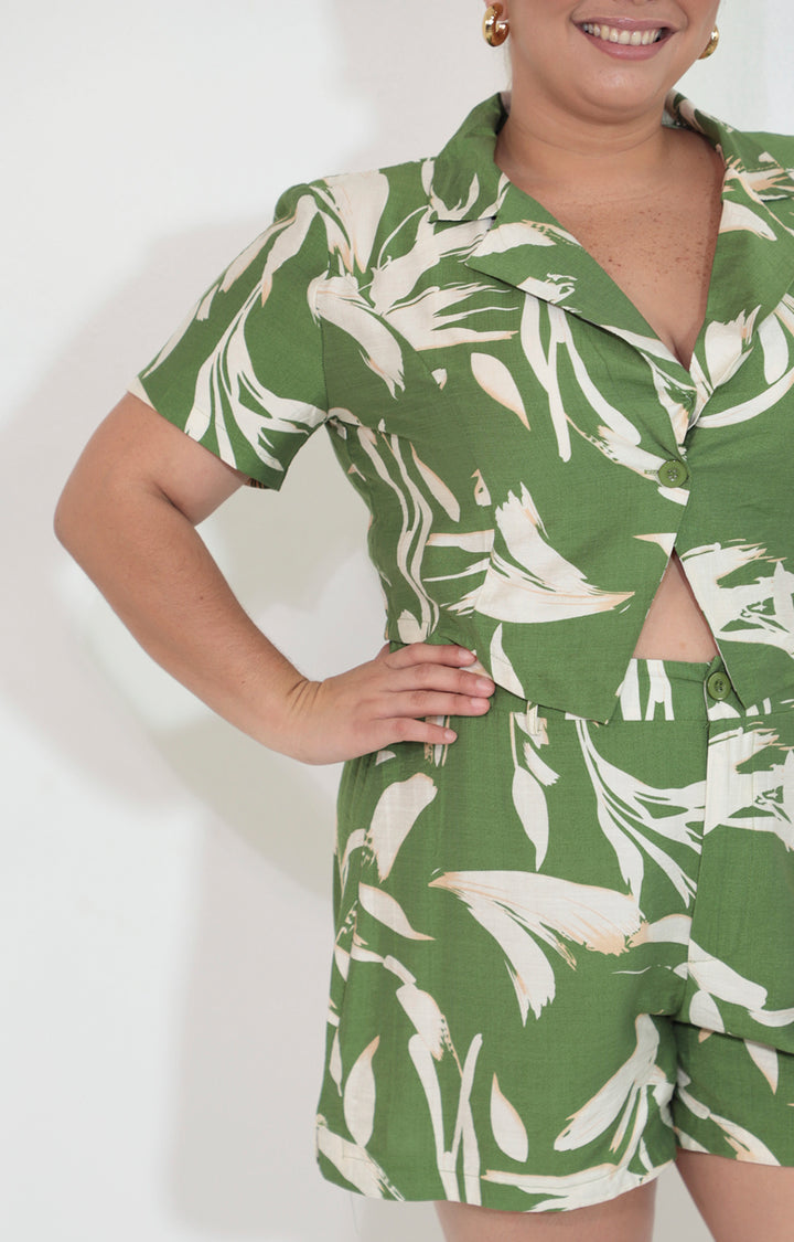 Conjunto verde estampado tropical - CONJUNTO Boutiquemirel 