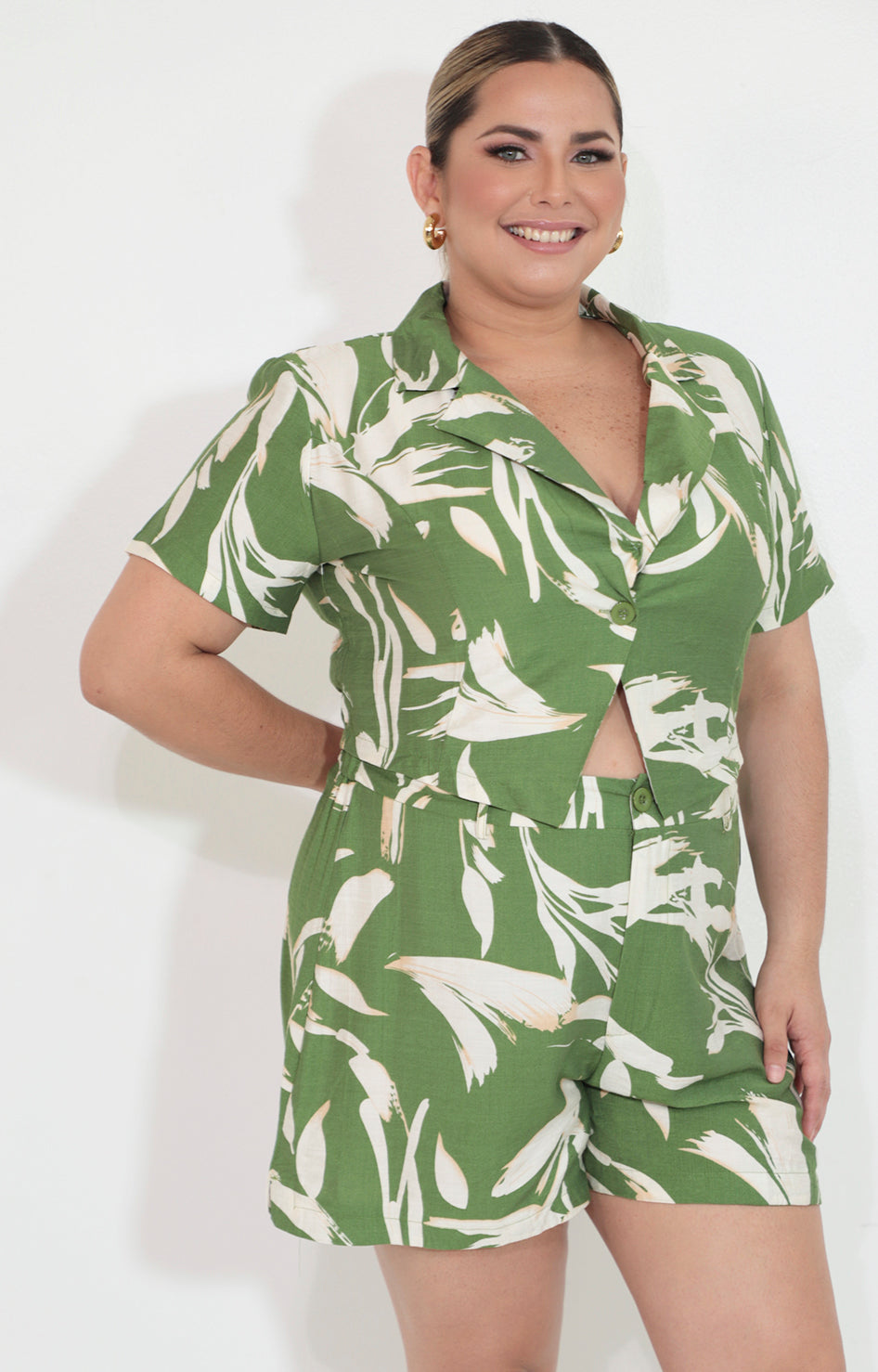 Conjunto verde estampado tropical - CONJUNTO Boutiquemirel 