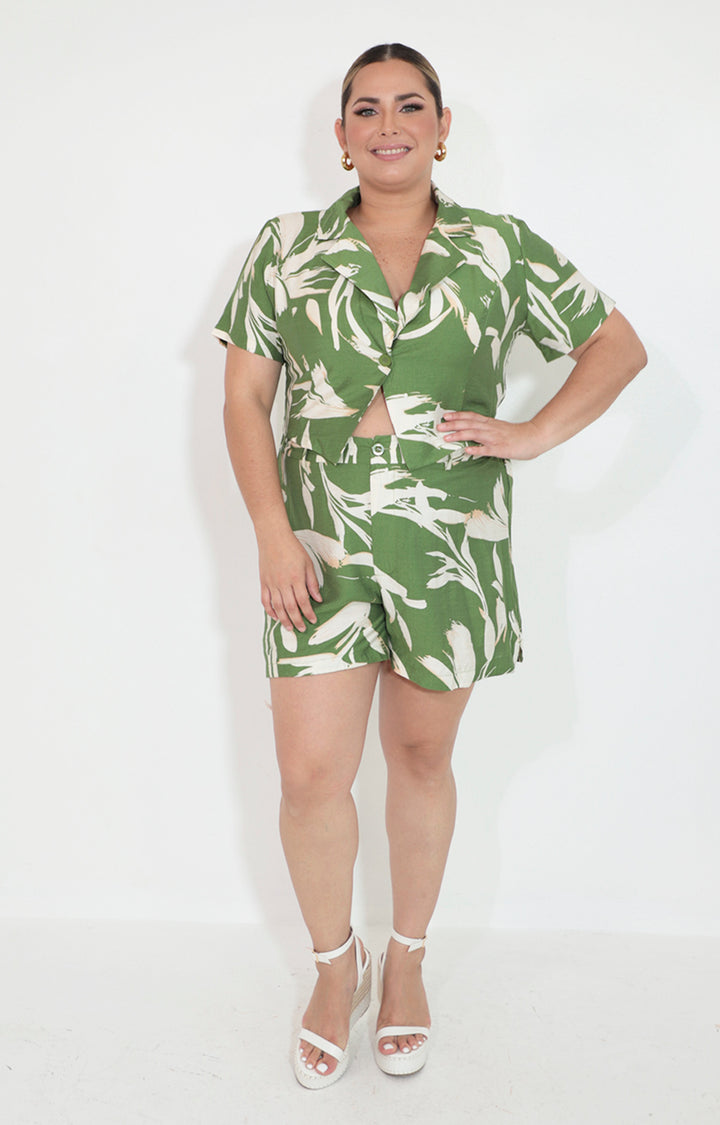 Conjunto verde estampado tropical - CONJUNTO Boutiquemirel 