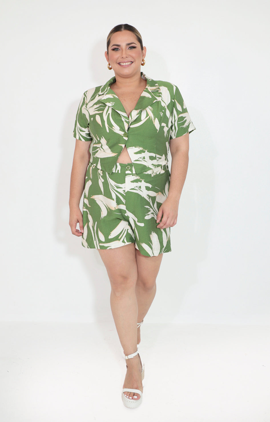 Conjunto verde estampado tropical - CONJUNTO Boutiquemirel 