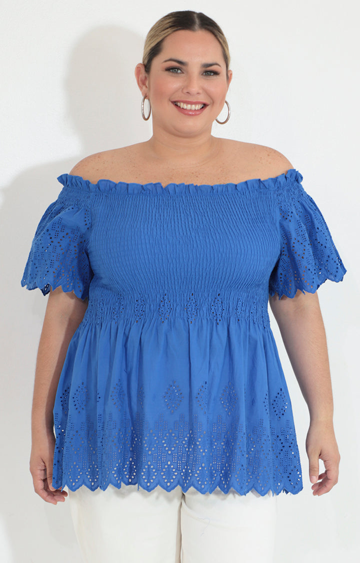 Blusa azul rey peplum