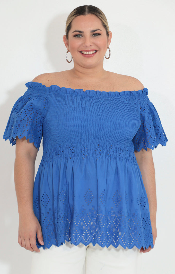 Blusa azul rey peplum