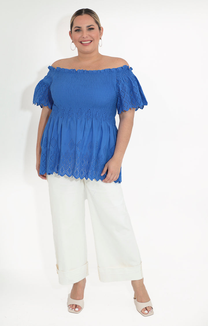 Blusa azul rey peplum