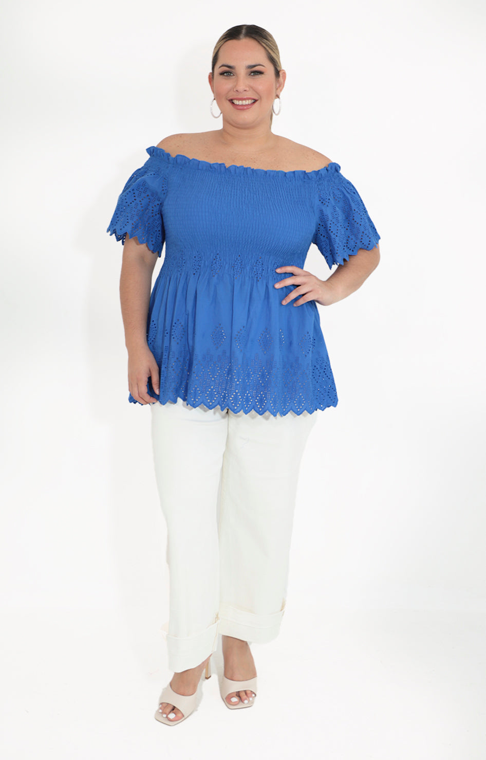Blusa azul rey peplum