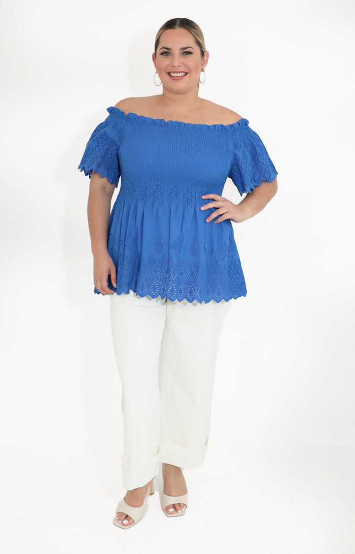 Blusa azul rey peplum